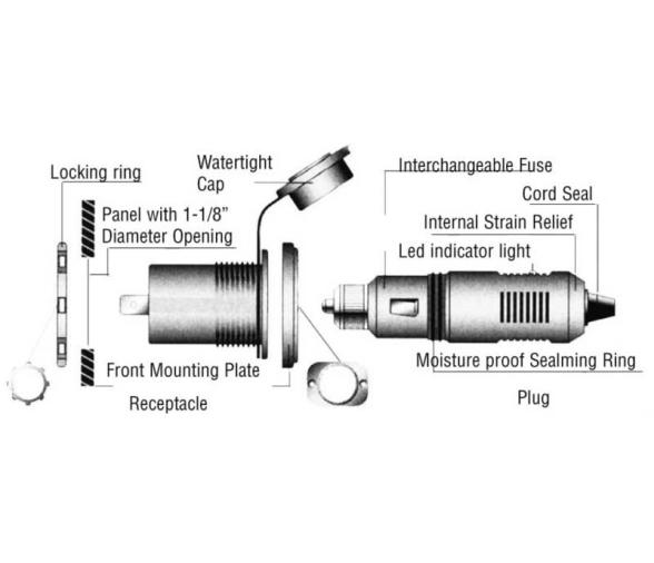Conector de Mechero Estanco con Led Indicador de Voltaje