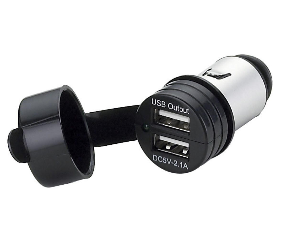 Conector Mechero Doble USB con Tapa Estanca