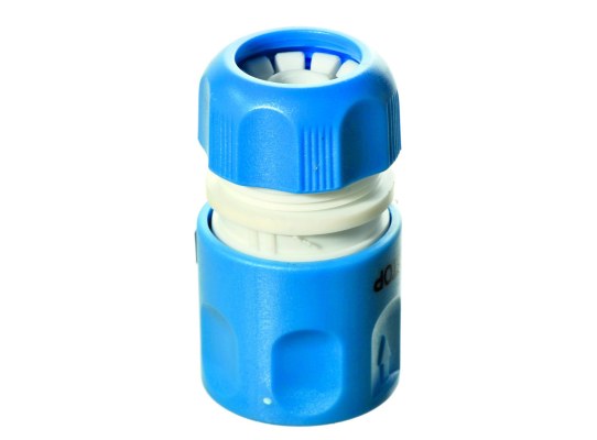 Conector de manguera con detención de agua y liberación rápida
