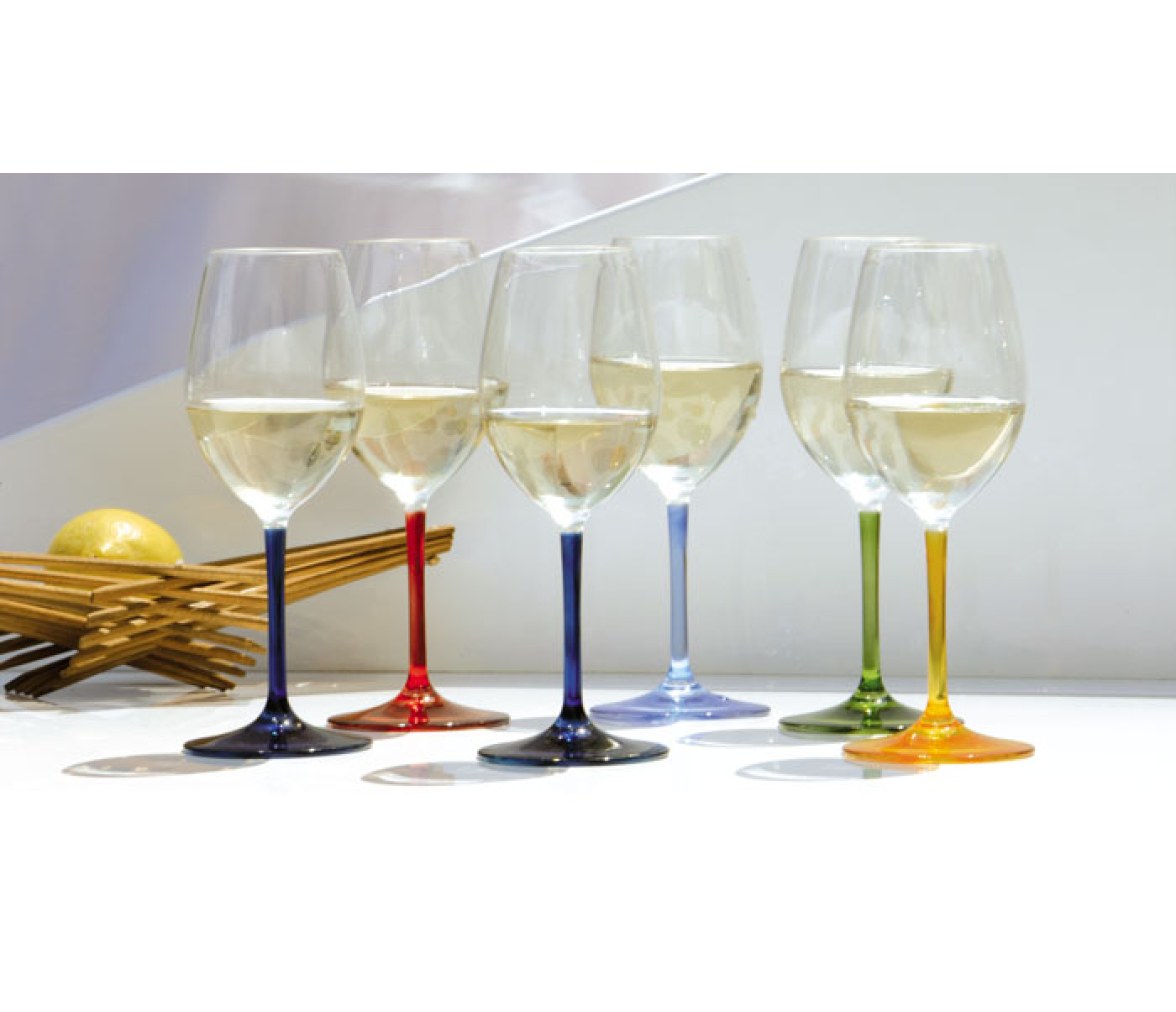 Copa de Agua-Vino Base Colores Party 6 unidades Marine Business