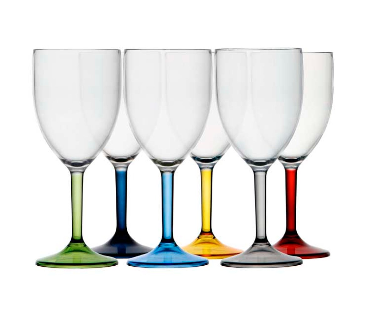 Copa de Agua-Vino Base Colores Party 6 unidades Marine Business