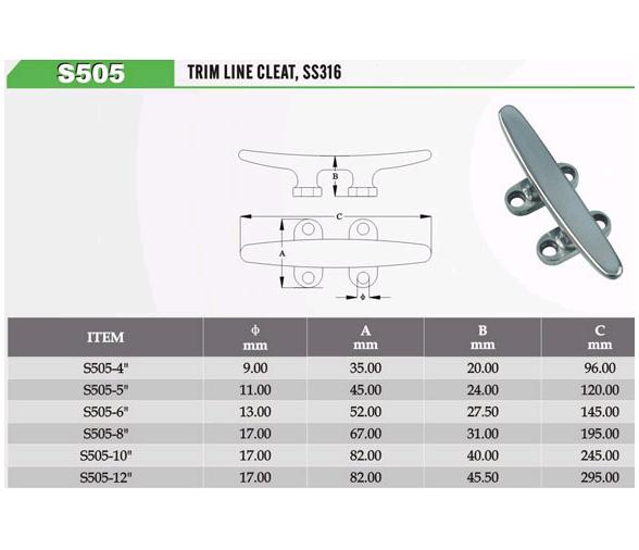 Cornamusa Perfil Ancho Inox 316