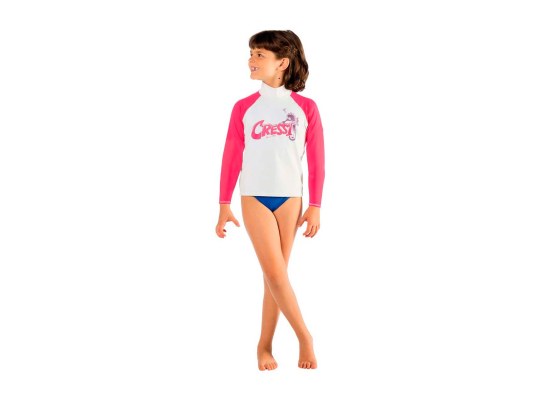Cressi Rashguard 2024 Infantil Manga Larga Rosa/Blanco