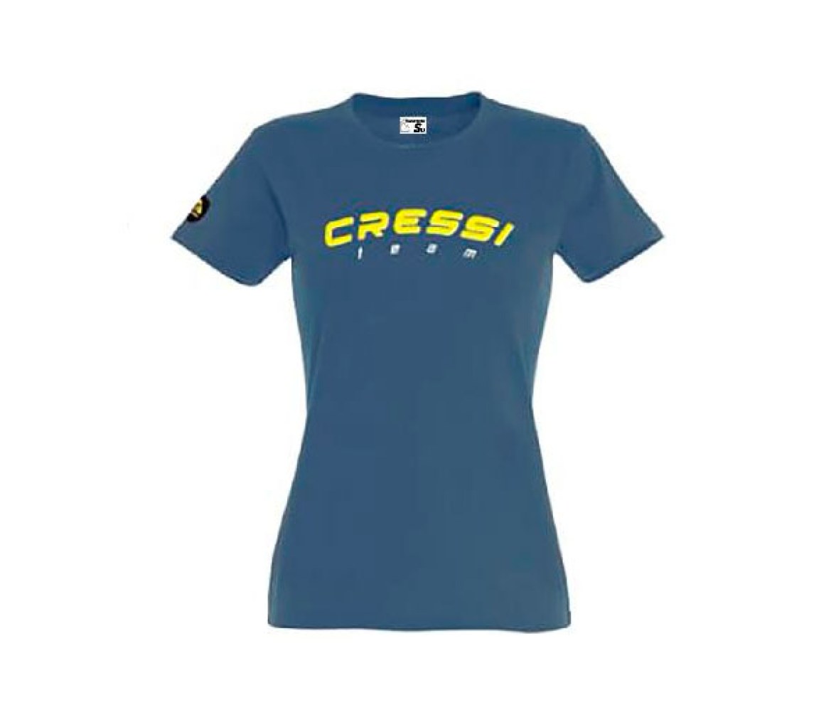Cressi Team Camiseta Mujer Azul Denim y Amarillo