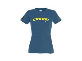 Cressi Team Camiseta Mujer Azul Denim y Amarillo