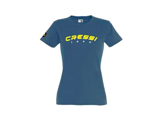 Cressi Team Camiseta Mujer Azul Denim y Amarillo