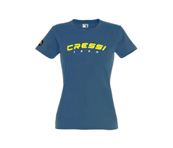 Cressi Team Camiseta Mujer Azul Denim y Amarillo
