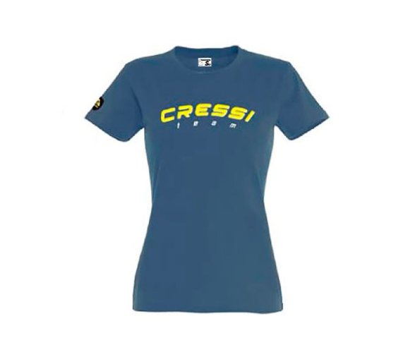 Cressi Team Camiseta Mujer Azul Denim y Amarillo