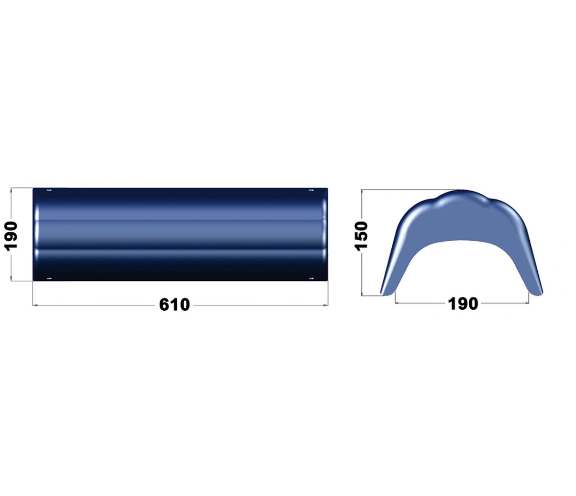 Defensa de Popa Recta 610x190x150 mm