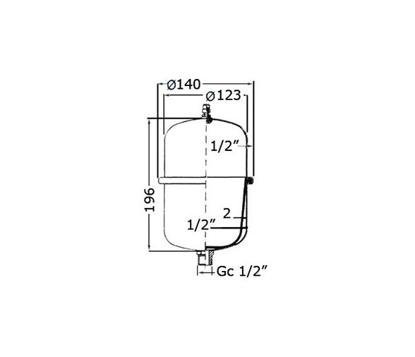 Deposito acumulador agua universal 2L