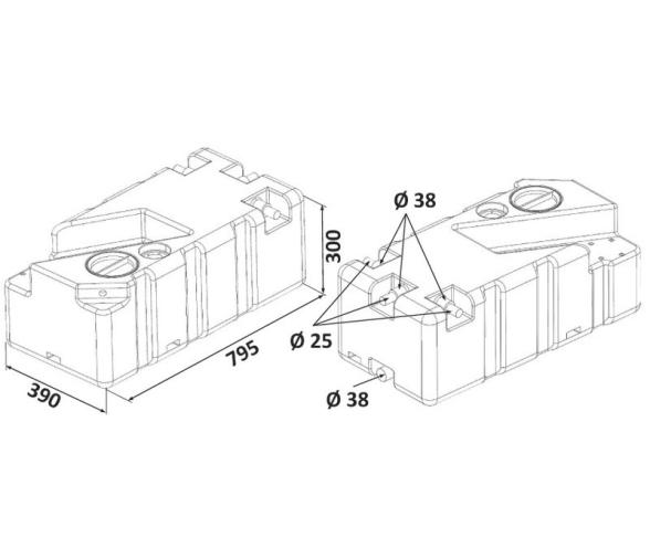 Deposito Aguas Negras con Conectores de Manguera 70 L