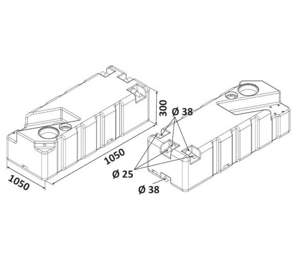 Deposito Aguas Negras con Conectores de Manguera 91 L
