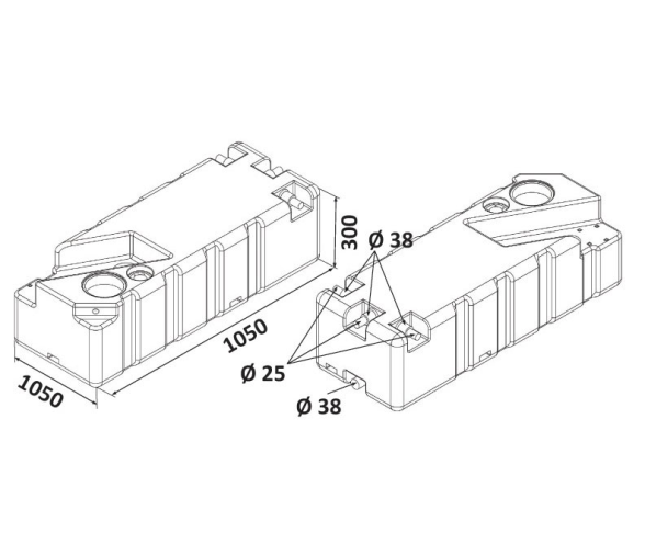 Deposito Aguas Negras con Conectores de Manguera 91 L