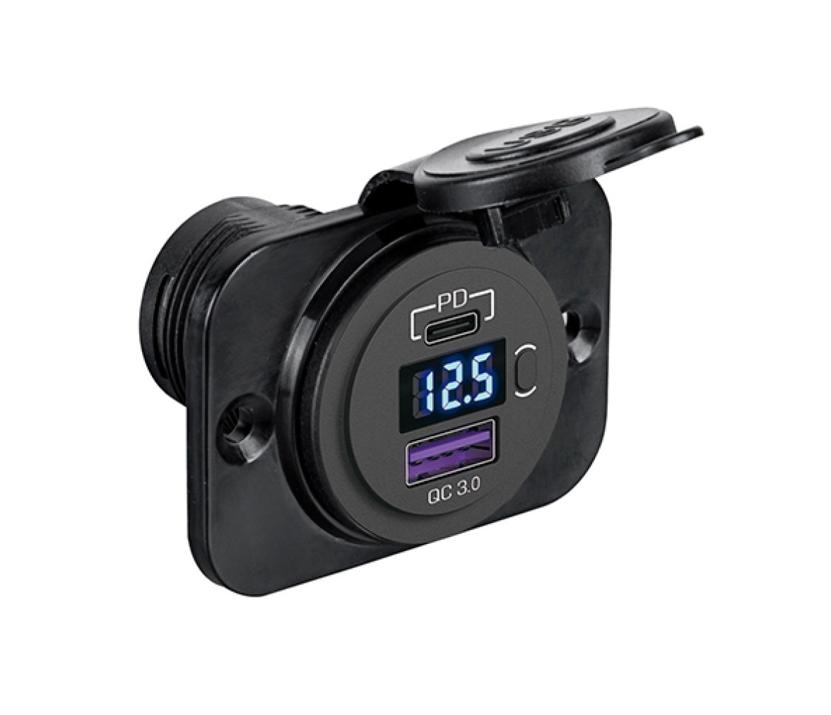 Voltímetro Digital + Doble Conector USB tipo A+C