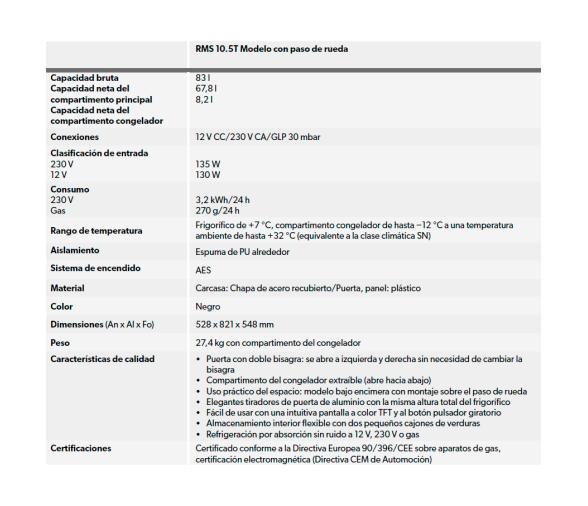 Dometic Nevera de Absorción RMS 10.5T