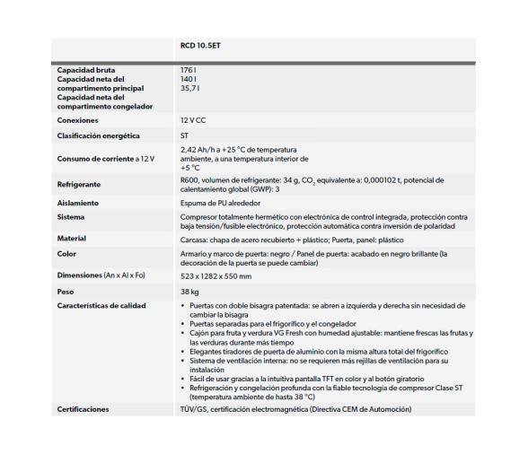 Dometic Nevera Fija de Compresor RCD 10.5ET