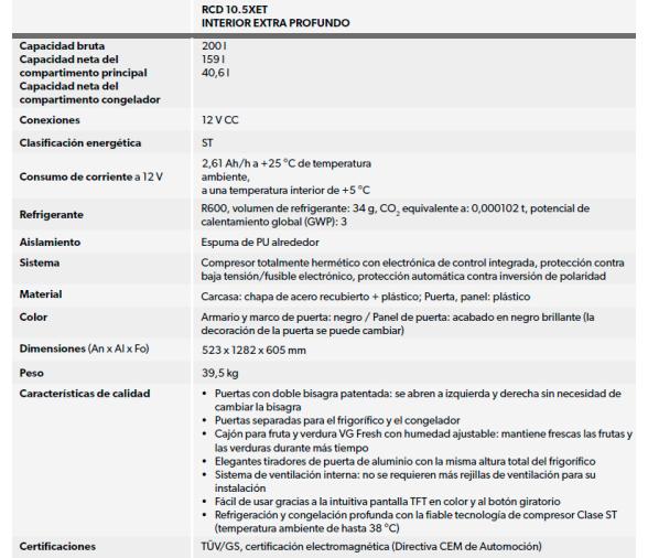 Dometic Nevera Fija de Compresor RCD 10.5XET