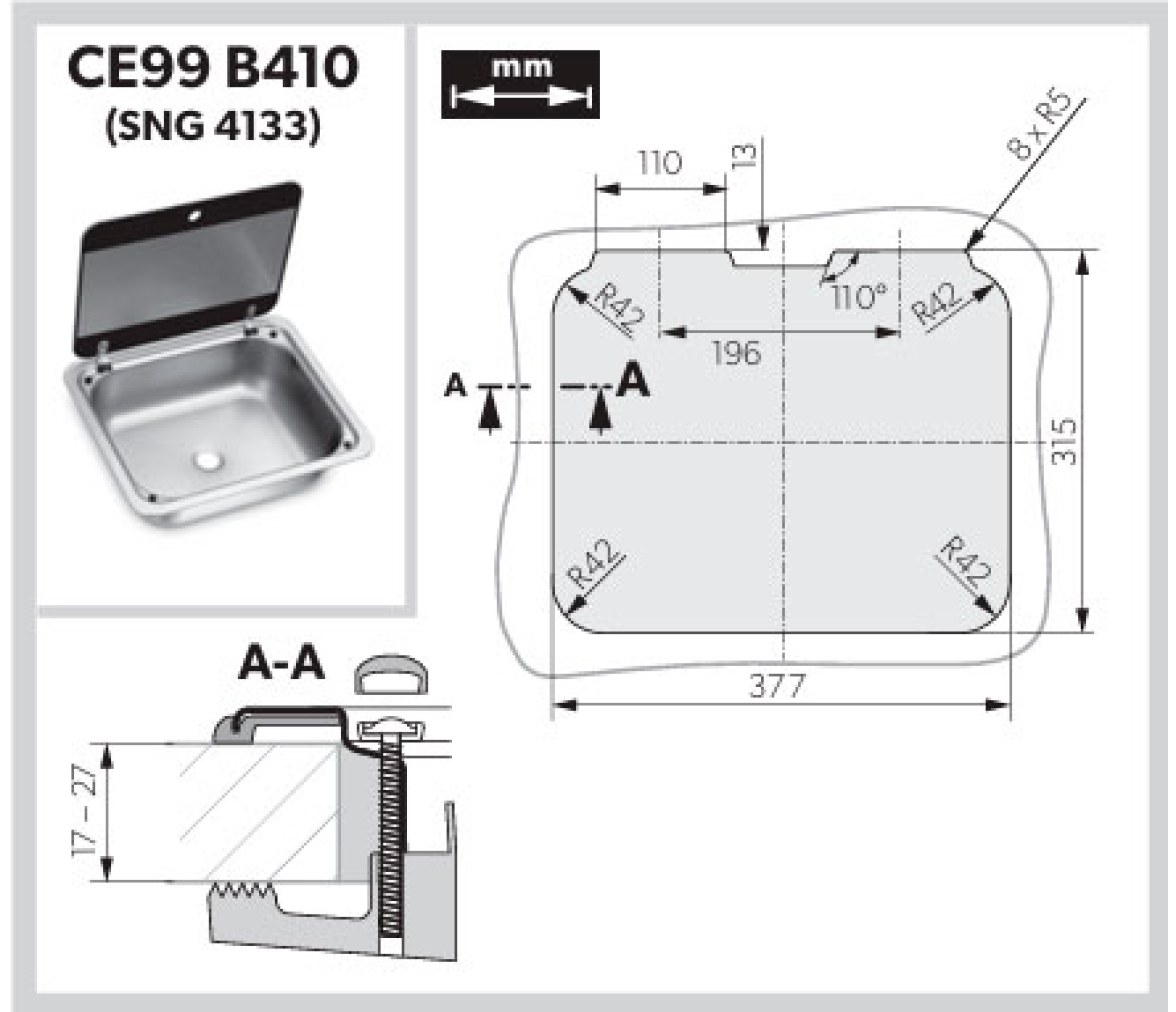 Dometic SNG 4133 Acero inoxidable