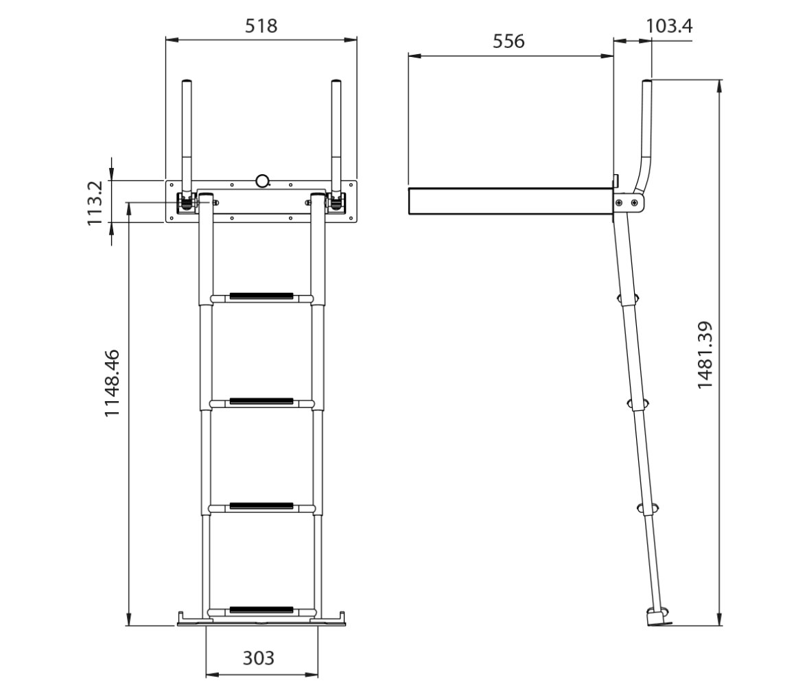 Douglas Marine Escalera Telescópica Evo2 con Doble Asa Automática