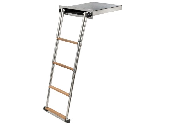 Douglas Marine Escalera Telescópica Luxury Teca 4 Peldaños con Asa