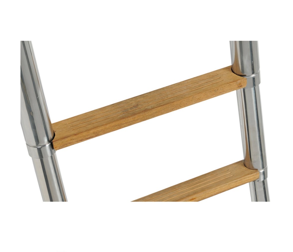 Douglas Marine Escalera Telescópica Luxury Teca 4 Peldaños con Asa