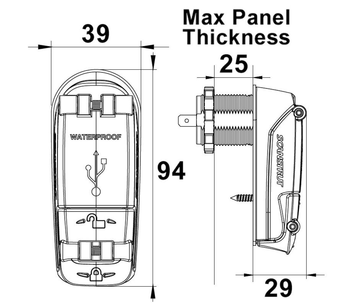 Enchufe + cable USB (estanco IPx6)