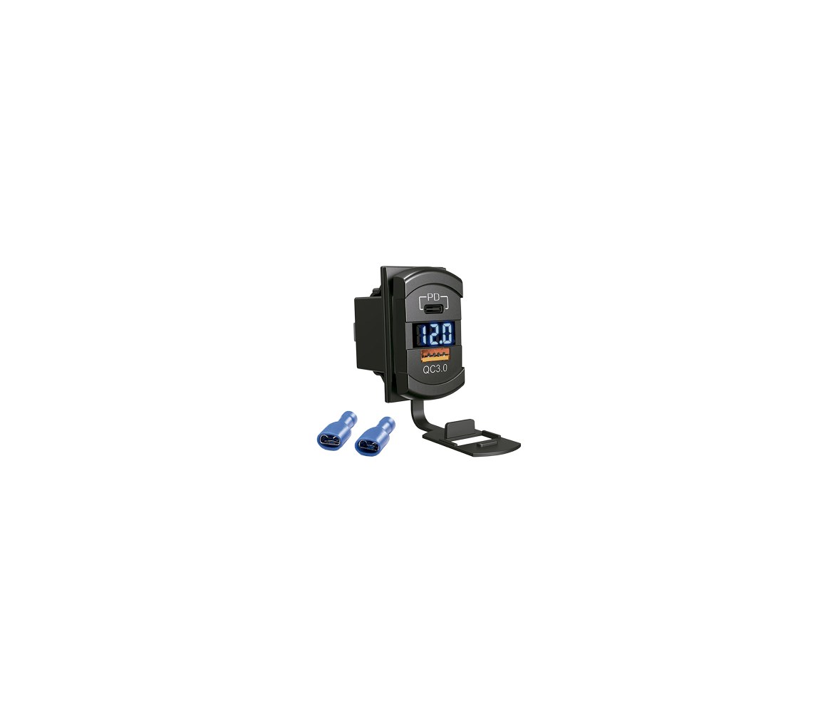 USB-C 3.0 + USB-A 3.0 Socket + Volt Meter
