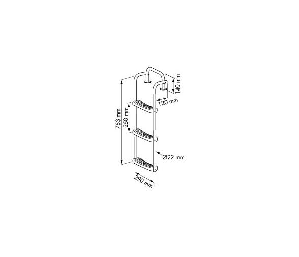 Escalera para Espejo de Popa con Faldon o con Plataforma Plastimo