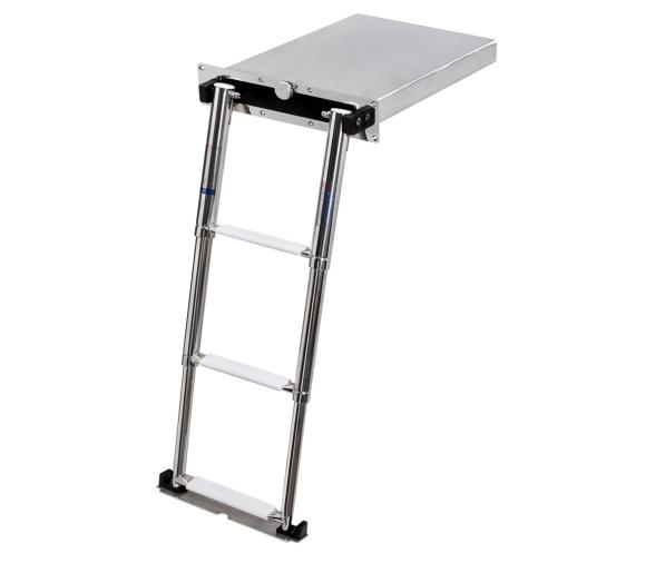 Escalera Plegable con Caja Acero Inoxidable Cierre Manual