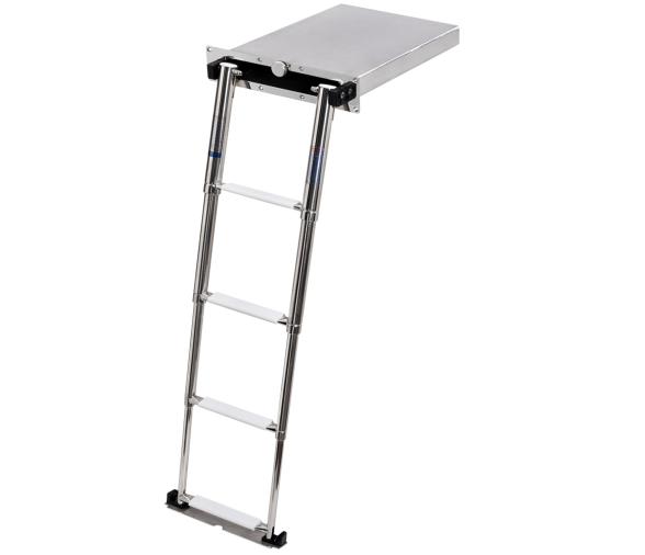 Escalera Plegable con Caja Acero Inoxidable Cierre Manual