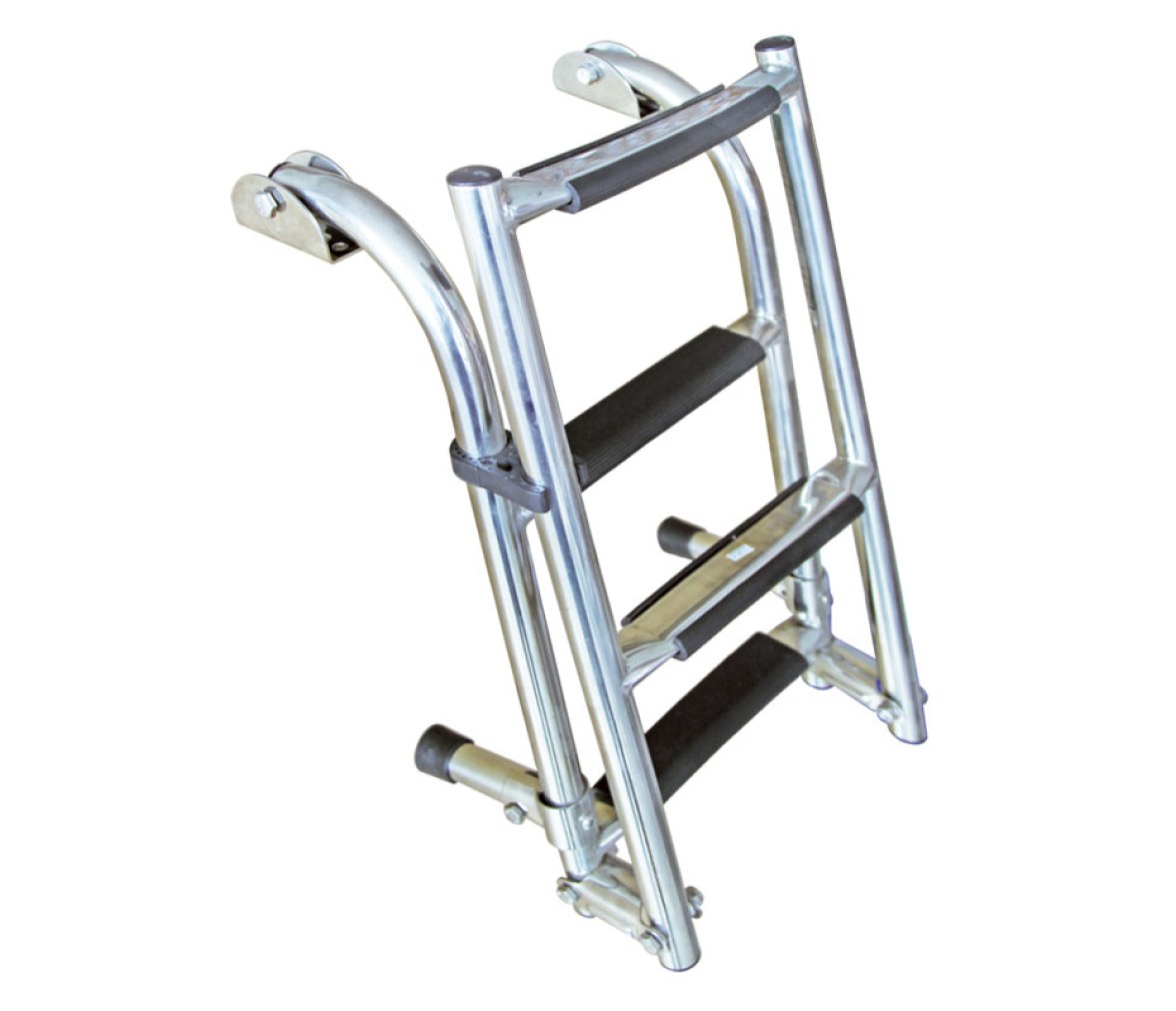 Escalera plegable de Popa, 1+2 Peldaños, Inox 316, 90º, L596xA257mm