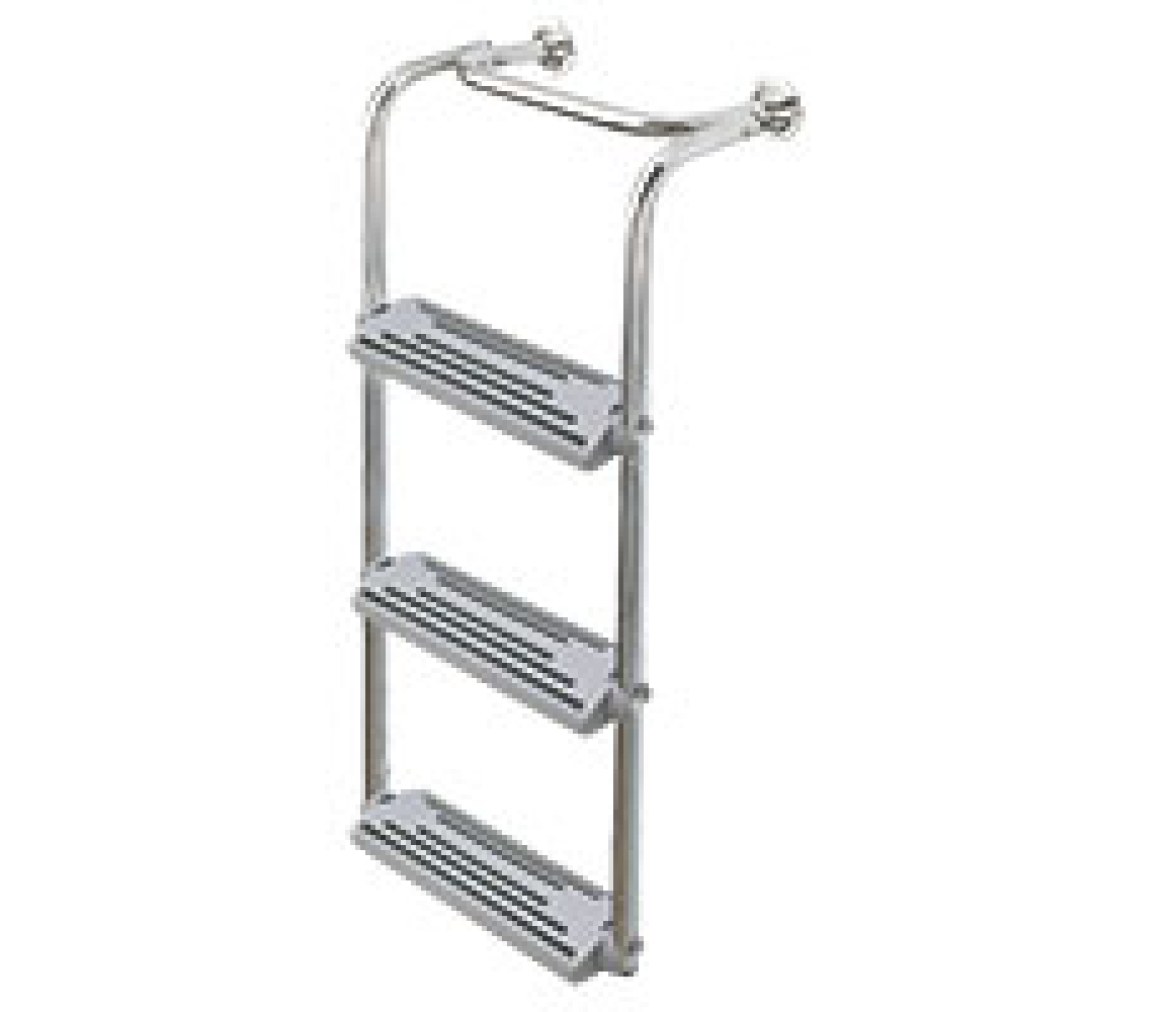 Escalera plegable de Proa, 3 Peldaños, Inox 316, 90º-180º, L735xA325mm