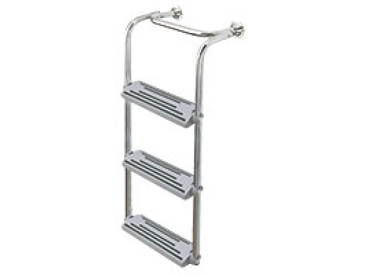 Escalera plegable de Proa, 3 Peldaños, Inox 316, 90º-180º, L735xA325mm
