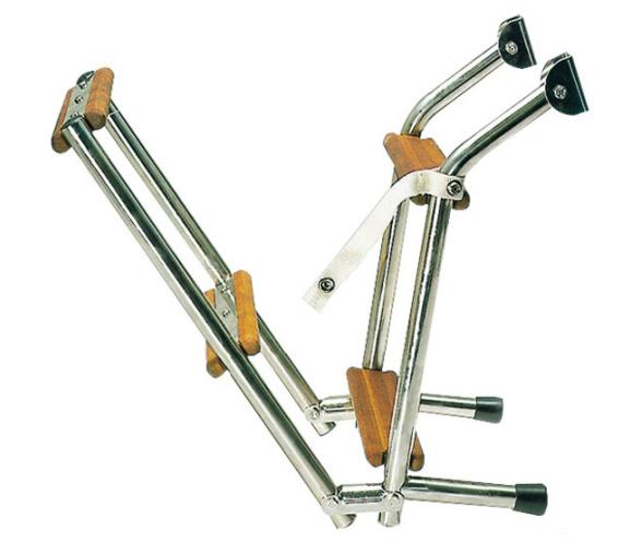 Escalera Plegable Inox Peldaños Madera Iroko