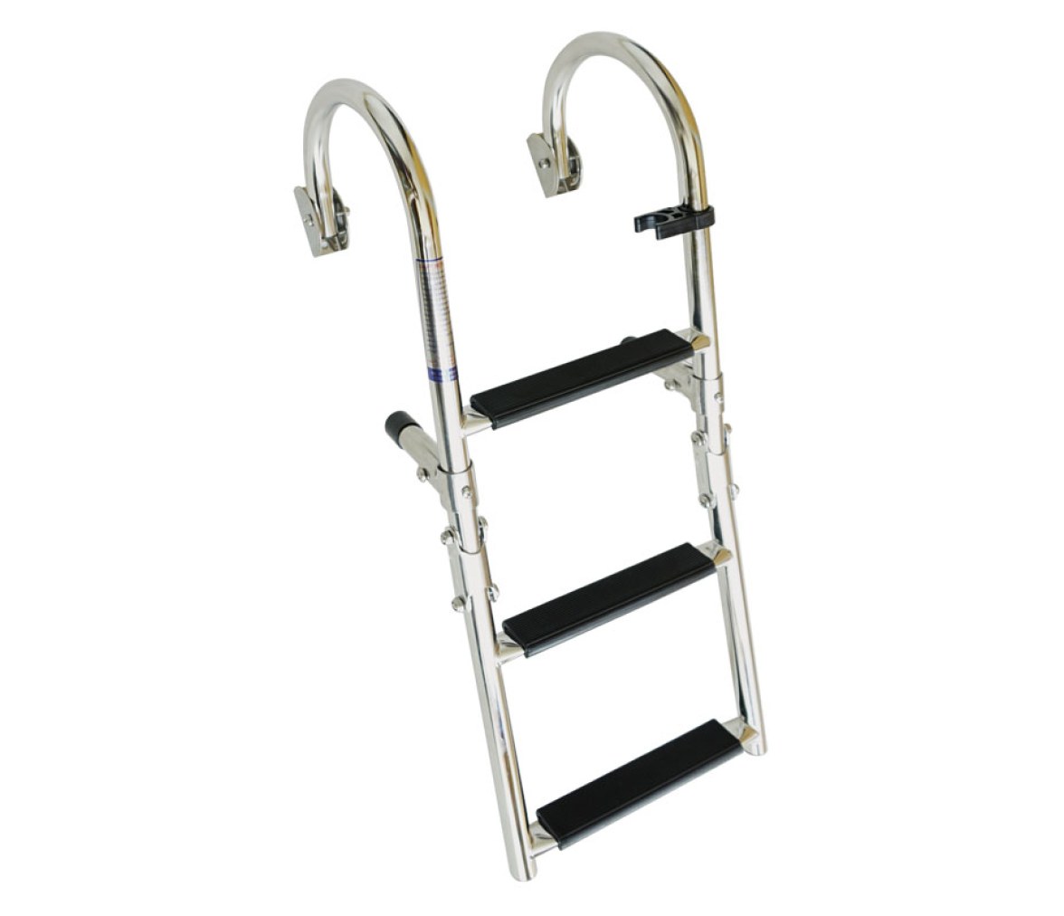 Escalera plegable para Borda, 1+2 Peldaños, Inox 316, 180º, L730xA250mm