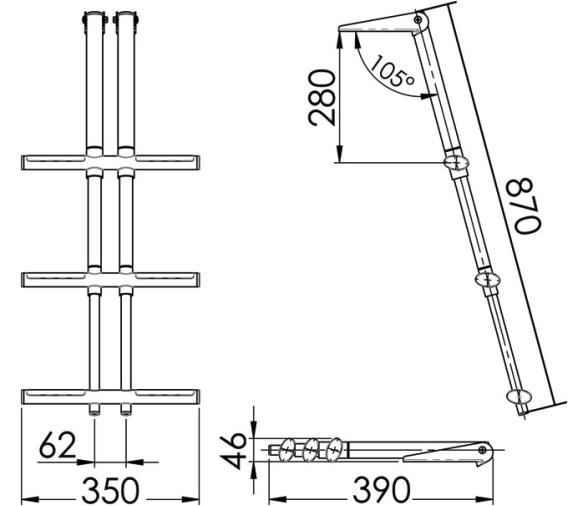 Escalera Telescopica para Plataforma 3 Peldaños para Buceadores