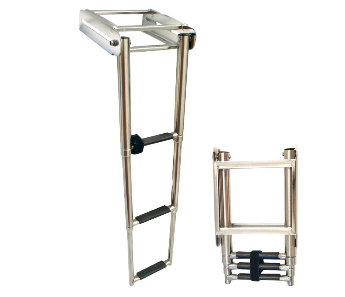 Escalera telescópica para Plataforma, 3 Peldaños, Inox 316, L879xA222,6mm