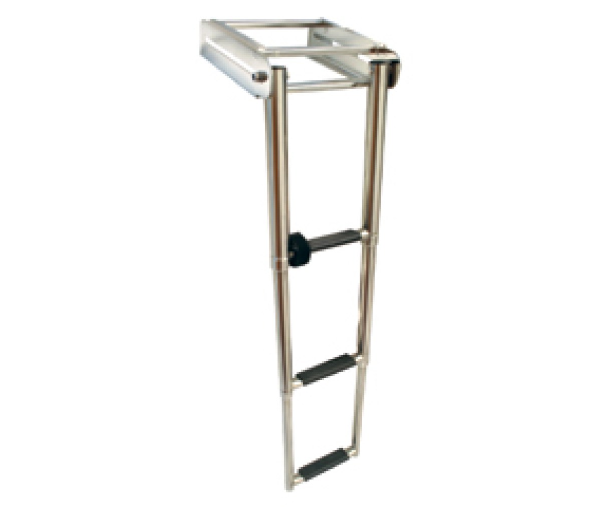 Escalera telescópica para Plataforma, 3 Peldaños, Inox 316, L879xA222,6mm