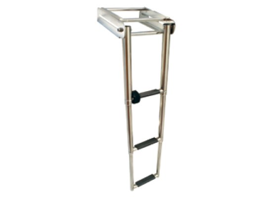 Escalera telescópica para Plataforma, 3 Peldaños, Inox 316, L879xA222,6mm