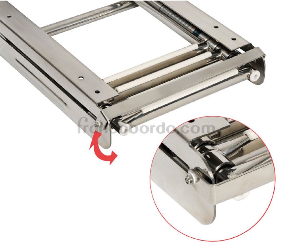 Escalera Plegable Inox  AISI316 3 Peldaños Ovalados Estrecha