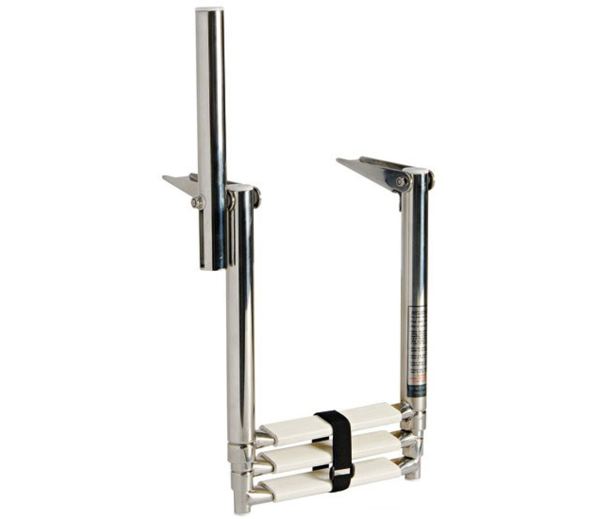 Escalera Telescopica Acero Inoxidable Plegable Estrecha 3 Peldaños