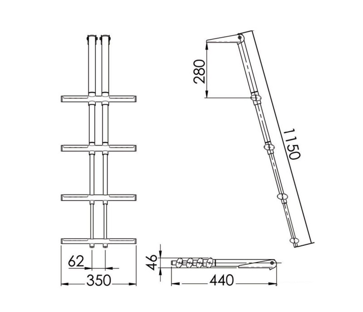 Escalera Telescopica para Plataforma 4 Peldaños para Buceadores