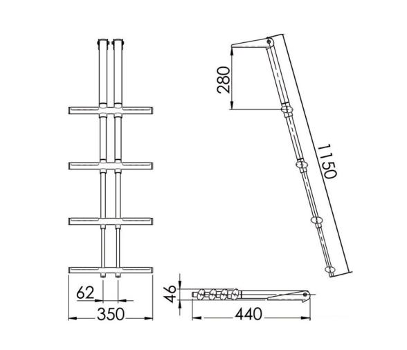 Escalera Telescopica para Plataforma 4 Peldaños para Buceadores