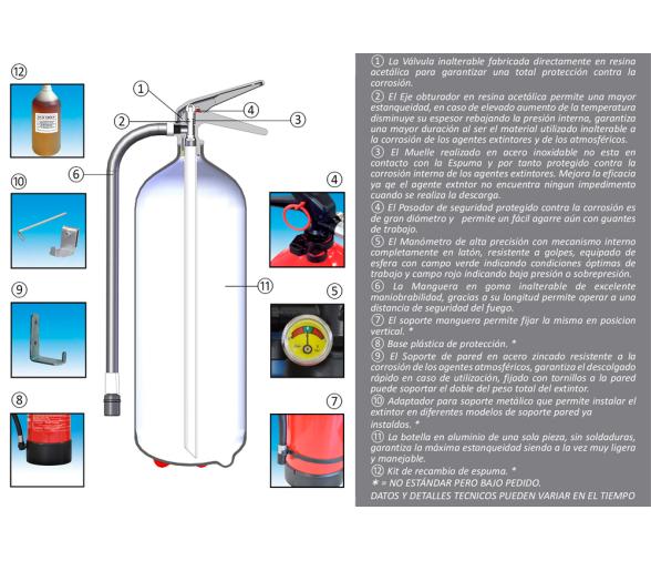 Extintor de Espuma 6 Kg Manual