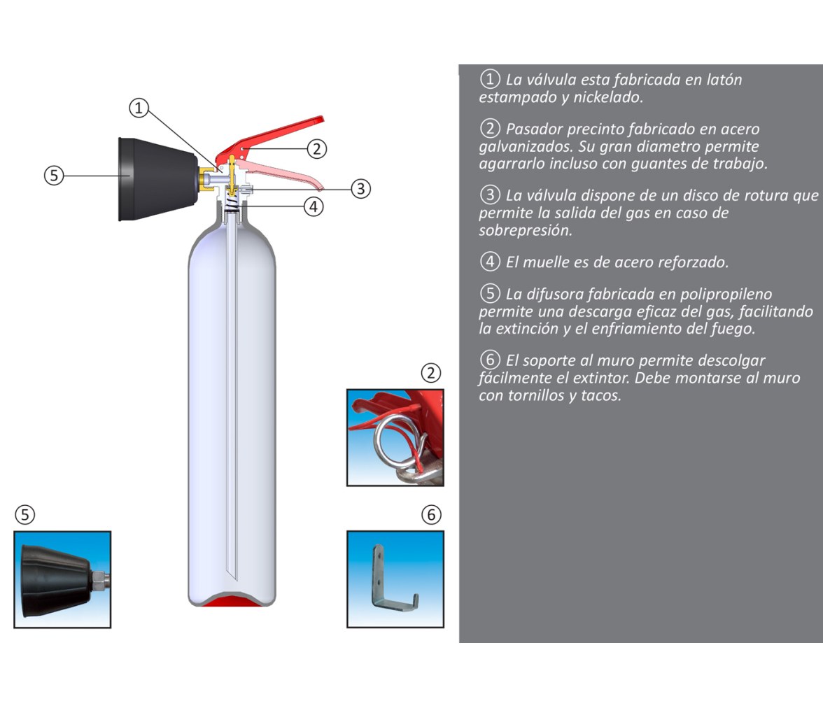 Extintor de Gas CO2 2Kg