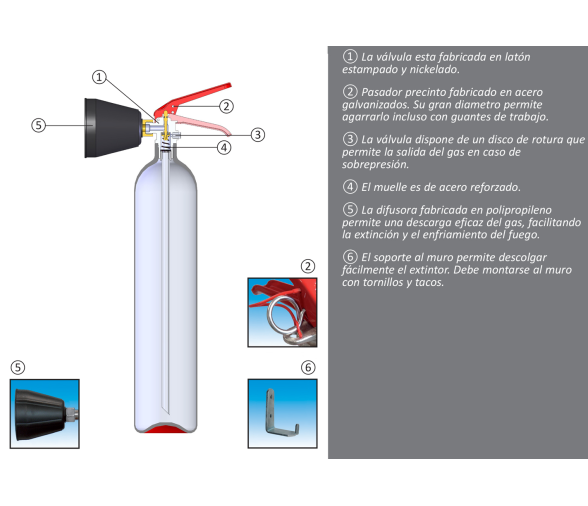 Extintor de Gas CO2 2Kg