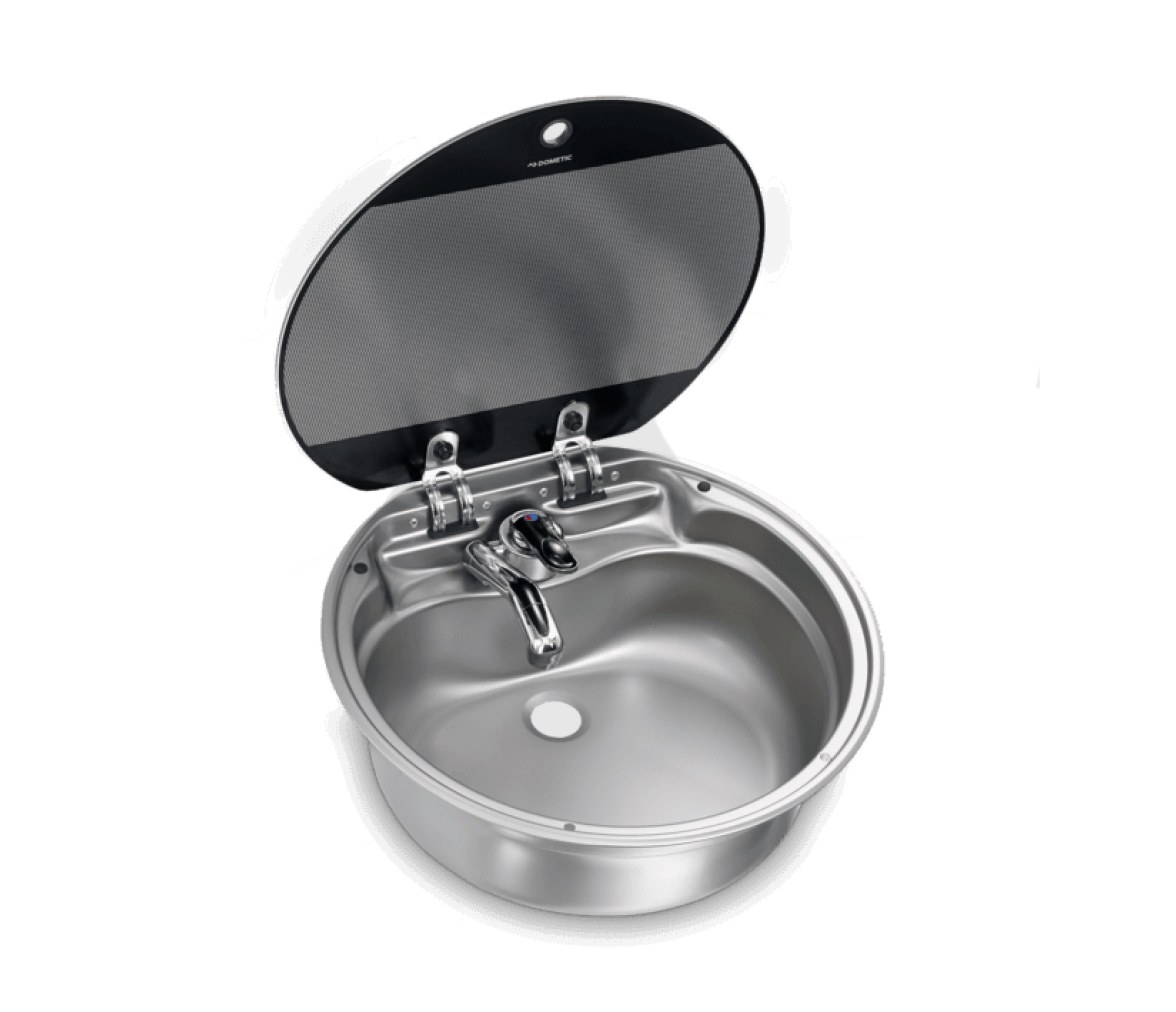 Fregadero Redondo con Tapa de Cristal SNG420