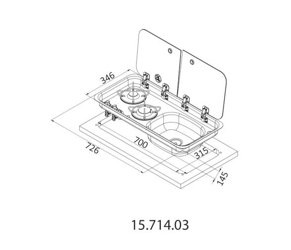 Fregadero y Cocina Empotrable 2 Fuegos