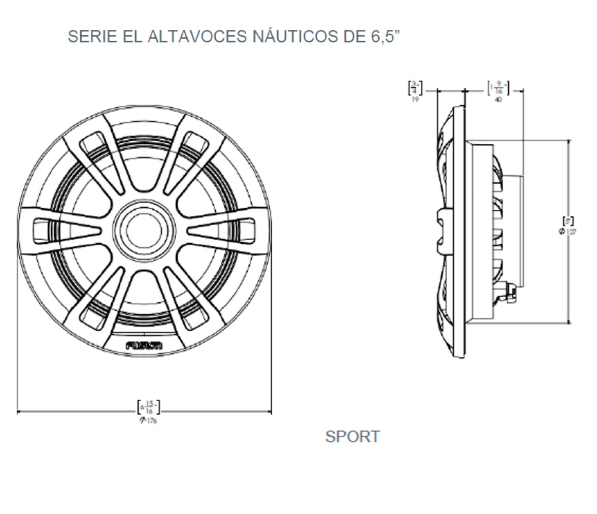 Fusion Grey Speakers EL Sport with LED Series 6.5"