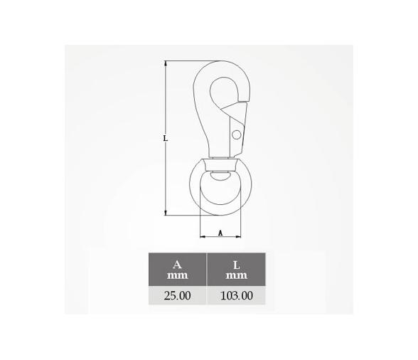 Mosqueton Ancho Laton Pulido Anilla Giratoria Vinox